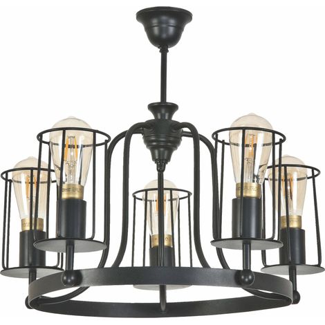 Industrielle Loft-Deckenleuchte schwarz tori 12-440