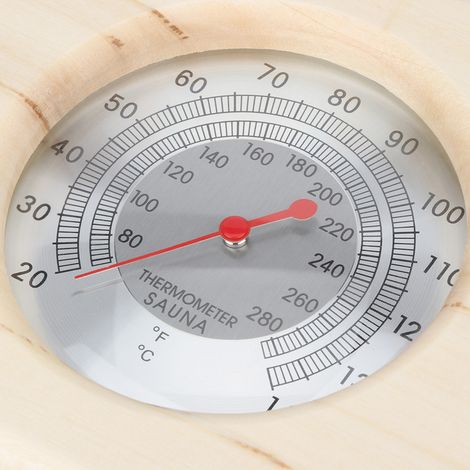 Kombiniertes hölzernes Sauna-Thermo-Hygrometer mit dekorativem, manuellem Thermo-Hygrometer, temperaturbeständig bis 140 °C, Abmessungen 26 x 13,5 cm (386 g) (1/5)