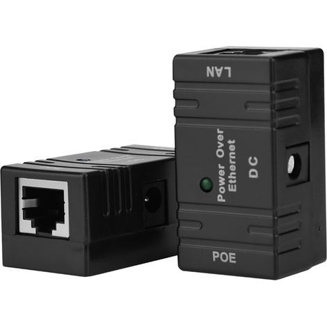 Injecteur POE 2 Ports pour Caméra de Surveillance IP, Alimentation Ethernet RJ45 Noir (1/4)