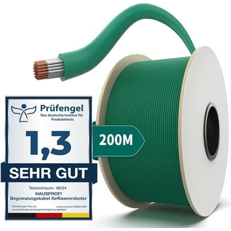 HAUSPROFI 200M Cable Robot Tondeuse Universel, Fil Robot Tondeuse - Câble Périphérique en Cuivre étamé - Accessoires pour Tondeuses à Gazon Robotisées - Ø2,7mm (1/5)