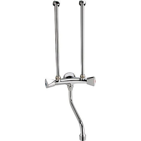 Mitigeur 2 poignees pour montage sur lavabo, sans pression, saillie 198mm