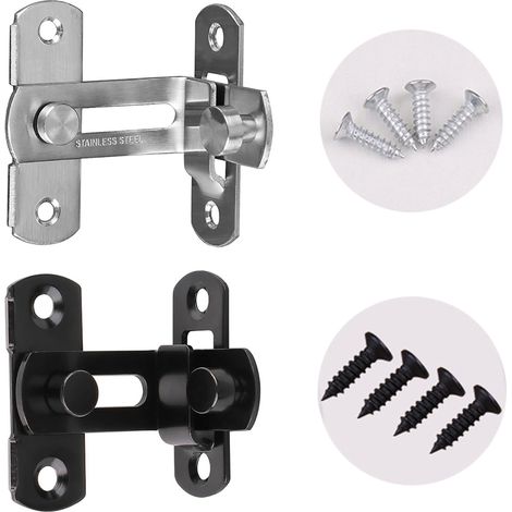 2 serrures coulissantes inox angle droit, sécurité boulon porte (1/5)