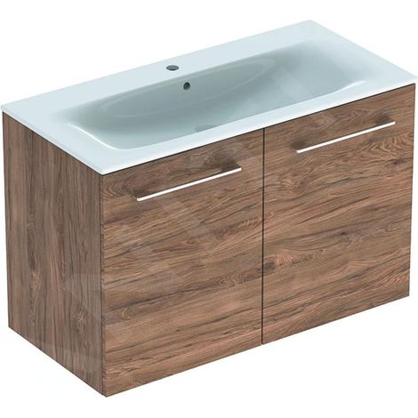 Geberit Selnova Square - Meuble-vasque 635x988x480 mm, avec vasque, 2 portes, noyer hickory 501.262.00.1 (1/3)