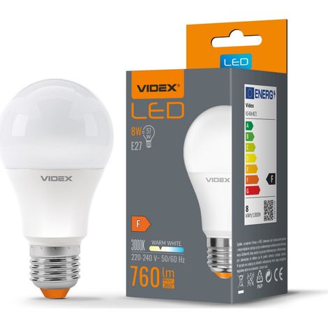 Lampadina LED A60 8W E27 luce calda 3000K 760lm Videx (1/3)