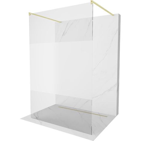 Mexen Kioto paroi de douche autonome 130 x 200 cm, transparent/satiné 8 mm, or brossé - 800-130-002-55-35 (1/5)