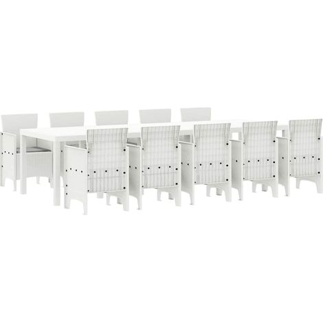 Maison Exclusive - Set da Pranzo per Giardino 11 pcs Bianco e Grigio chiaro