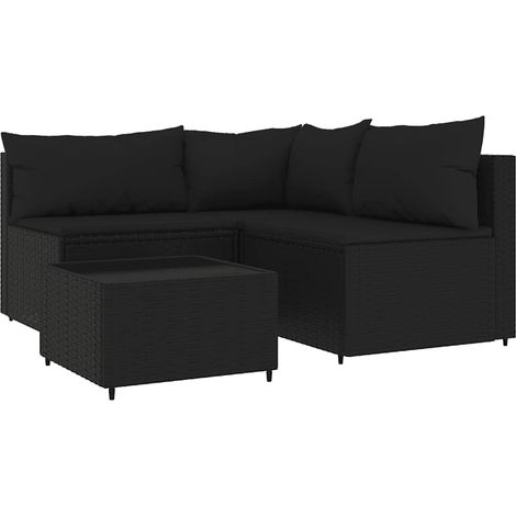 Maison Exclusive - 4-tlg. Garten-Lounge-Set mit Kissen Schwarz Po