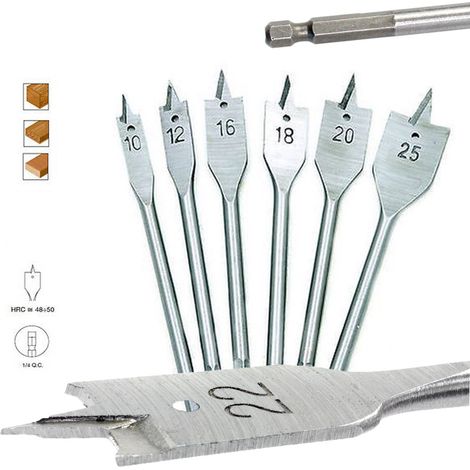 PUNTE A MECCHIE PER FORATURA LEGNO DA DIAMETRO 6 A DIAMETRO 38 A TESTA PIATTA CON ATTACCO HEX - MILWAUKEE - Diametro/Lunghezza D.6X152 mm (1/2)