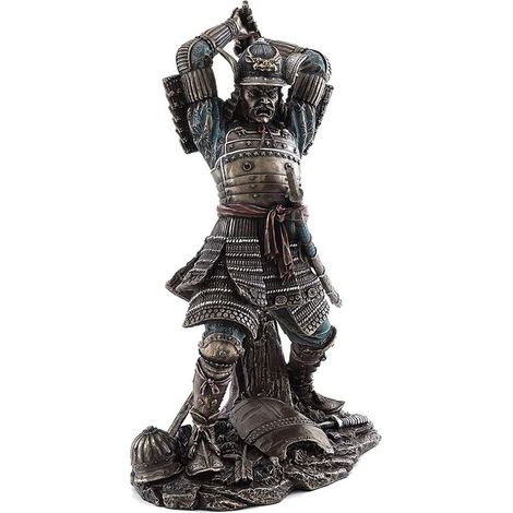 Statue samouraï en résine aspect bronze – Hauteur 23 cm – Largeur 15 cm – Profondeur 10 cm – Décoration intérieure unique