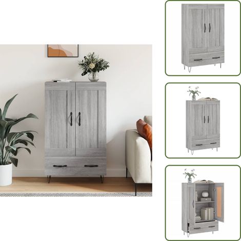 Highboard Grau Sonoma 69,5x31x115 cm Holzwerkstoff - Sideboard - Hochschrank - Wohnzimmermöbel - Grau - Holzwerkstoff (1/5)