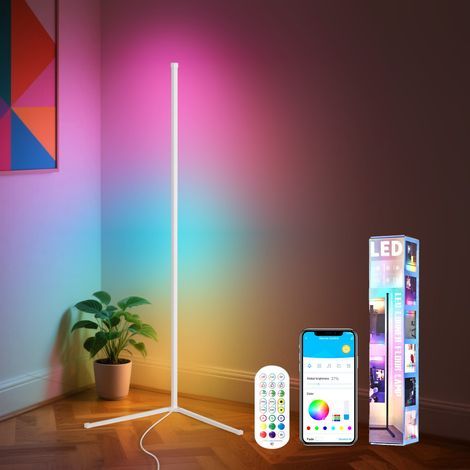 55,91 Zoll große, farbwechselnde LED-Stehlampe mit Musiksynchronisationsfunktion, Fernbedienung und App-Steuerung, kreativem DIY-Modus und Timerfunktion, RGB-Stehlampe. (1/5)