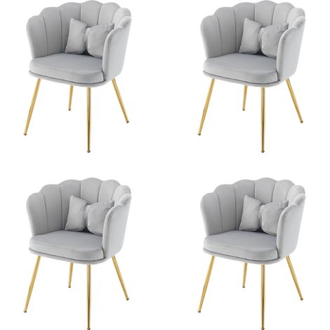 GagaLot de 4 chaises en velours gris (1/5)