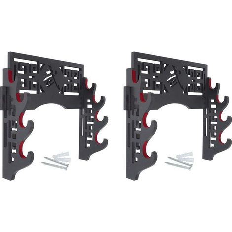 Soporte de pared para espadas (2 unidades) estilo samurái japonés, soporte estándar para espadas y expositor de espadas de 4 niveles.
