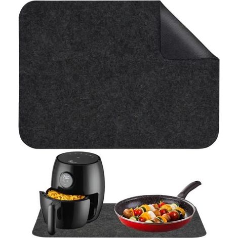 Tapis de protection pour air fryer - EXTRALINK - Home - 60×45 cm - Noir - Résistant chaleur et anti-rayures (1/5)