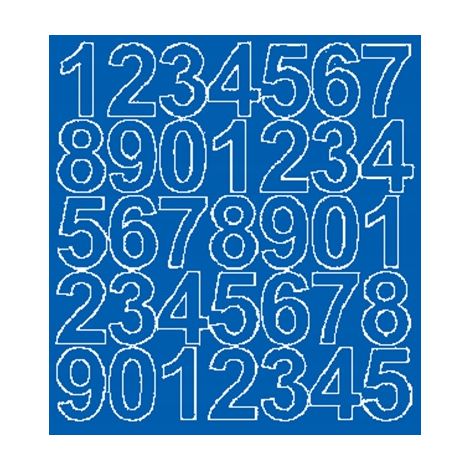 Pegatinas autoadhesivas con números de 4 cm, color azul brillante. (1/2)