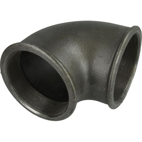 Raccord en fonte malléable noir coude 90° 4'' FF/FF