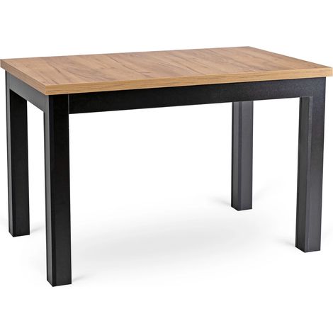 Table rectangulaire extensible 120-160 cm Chêne artisanal/Noir Style loft moderne (1/5)
