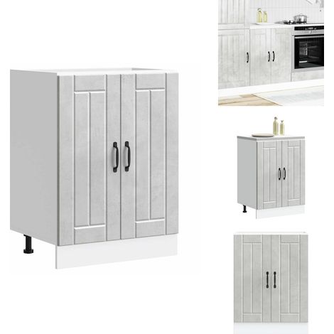 Meuble de base de lavabo Lucca gris béton bois ingénierie - Meuble Bas Du Lavabo - Meubles Bas Du Lavabo - Meuble Bas De Cuisine - Meuble Bas Du Lavabo Pour Cuisine (1/5)