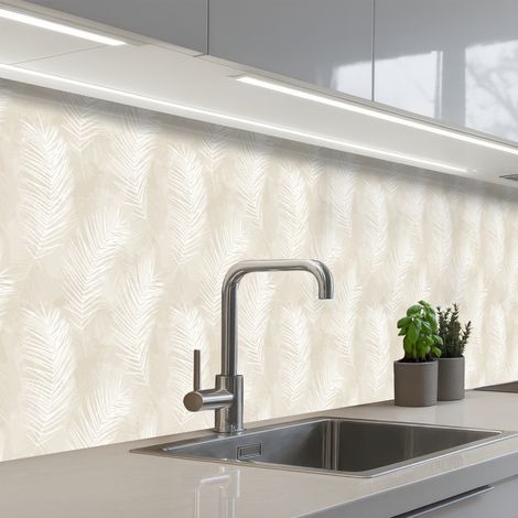 SALPICADEROS DE COCINA Hojas - Beige - Blanco - Botánico - Naturaleza 250x60 (1/5)
