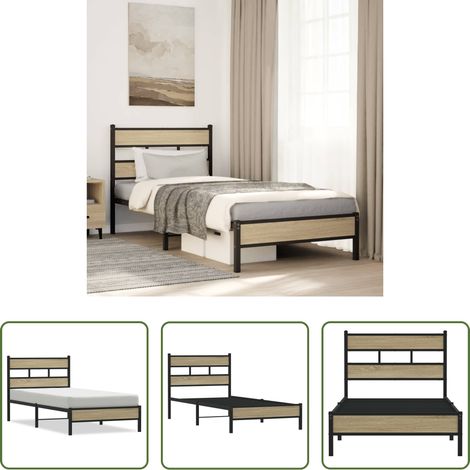 vidaXL Lit d'appoint - Cadre de lit sans matelas chĂȘne sonoma 80x200 cm (1/5)