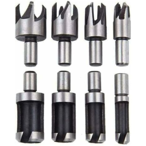 Lot de 8 Fraise Bouchonner Bois Mèche Bouchon Bois Foret Faire Cheville Outil de Coupe pour Faire une Bois Bouchon Cheville Tourillon Goujon Tenon Dowel (1/5)