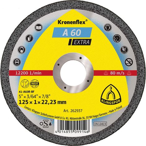 Disco de corte de metal KLINGSPOR 125 mm x 1,0 mm x 22,2 mm A60 Extra