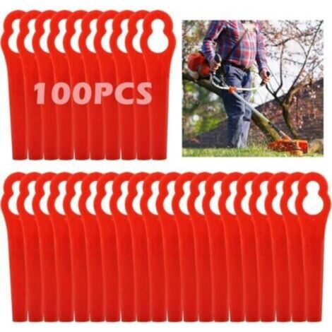 Lot de 100 lames de rechange en plastique, accessoires pour coupe-bordure, lames de rechange en plastique pour coupe-bordure à batterie…