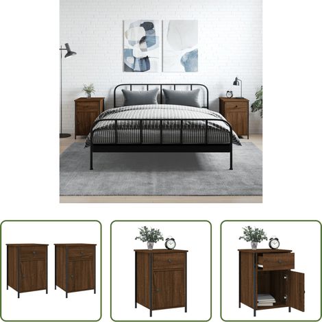 Holz Nachttisch -  Nachttische 2 Stk. Braun Eichen-Optik 40x42x60 cm Holzwerkstoff (1/5)