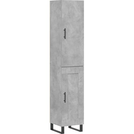 Buffet bahut commode armoire meuble de rangement organisateur cuisine salle de séjour salon haut 34,5 x 34 x 180 cm bois d'ingénierie gris
