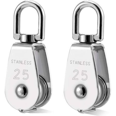 2 Pièces Poulie en Acier Inoxydable 304 M25 pour Système de Levage et Chargement – Diamètre 25 mm, Charge Max 150 kg (1/4)