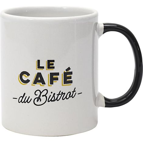 Mug "bistrot" en céramique coloris blanc et noir (30cl) (1/4)