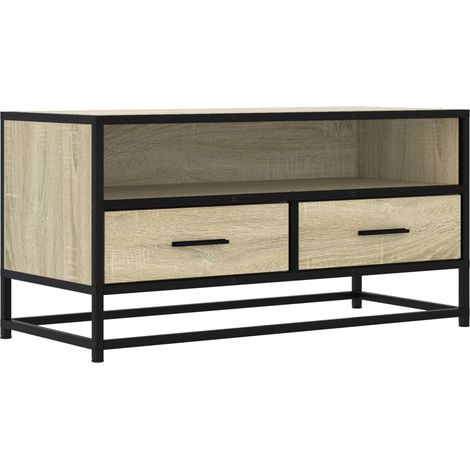 Mobile TV multimediale scaffale per televisione televisore buffet sala da pranzo soggiorno camera da letto rovere Sonoma 80 x 34,5 x 40 cm derivati del legno e metallo marrone 020027539