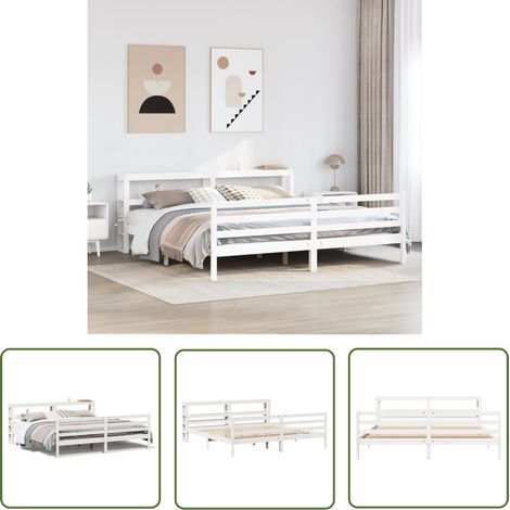 vidaXL Massivholzbett ohne Matratze Weiß 200x200 cm Kiefernholz (1/5)