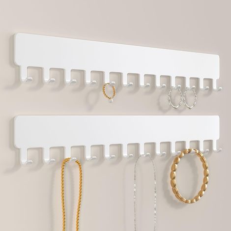 Rangement mural pour chaînes et bijoux : support de chaîne, support de chaîne, support de rangement pour chaîne, support de bijoux suspendu au mur, blanc, 2 pièces (1/5)