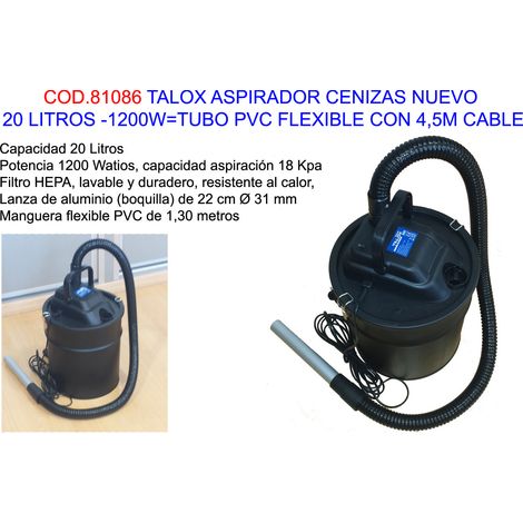 talox aspirador cenizas 20l-1200w tubo flexib+4,5m cable vc2014