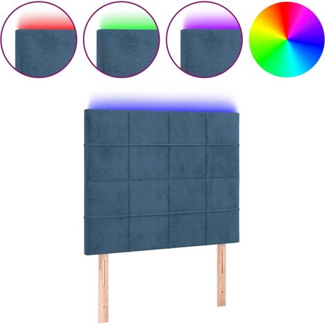Tête de lit,Panneau décoratif à LED Bleu foncé 100x5x118/128 cm Velours CFW2099365 (1/5)