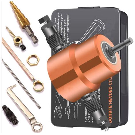 Grignoteuse de coupe de tôle à Double pointe, coupe-scie, fixation de perceuse réglable à 360 degrés avec outils de poinçonnage (1/5)