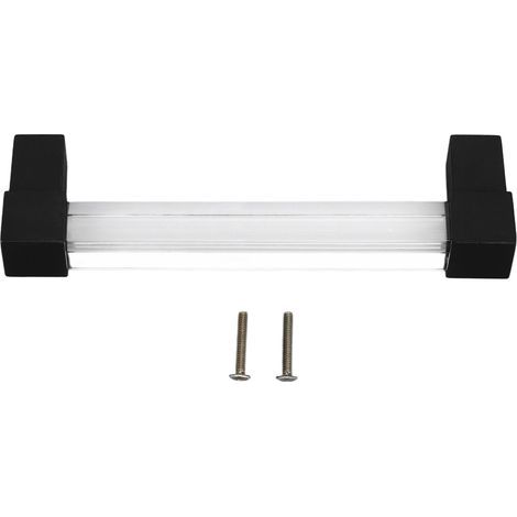 Tirador de cajón acrílico, de un solo orificio, de cristal, para armarios de cocina, cómoda, armario, separación de 128 mm, negro (1/5)