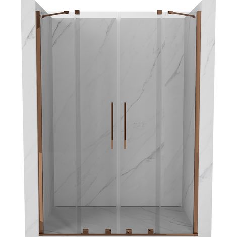 Porte de douche coulissante Mexen Velar Duo 160 cm, transparent, or rose - 871-160-000-02-60 (1/5)