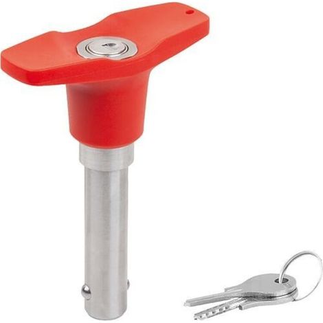 KIPP Kugelsperrbolzen abschließbar T-Griff 10mm 40mm Edelstahl 1.4305 (1/3)