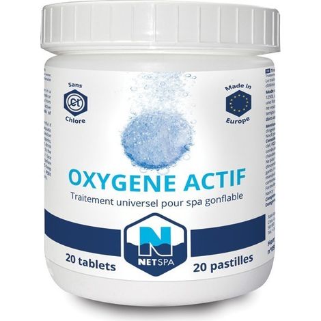 Netspa – Traitement à l'oxygène actif pour spa – 20 pastilles de 20g – Élimine bactéries sans chlore – Efficace 1 semaine par pastille