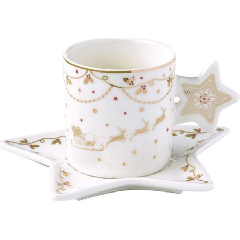 Confezione di Tazza da Tè da 17,5 cl + Sottotazza - Luci di Natale - Easy Life
