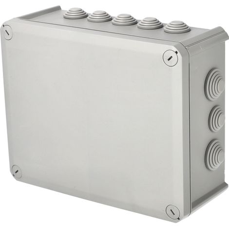 Edo Solutions – Boîte de dérivation étanche en saillie – Dimensions 240×190×95 mm – Indice de protection IP66 – 16 entrées – Polypropylène gris