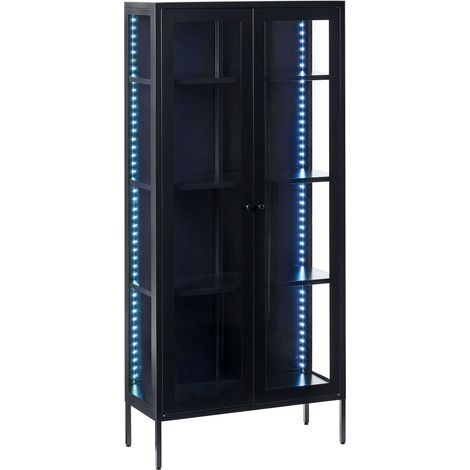 Vitrine mit LED-Beleuchtung HARTY Metall 80 cm Schwarz