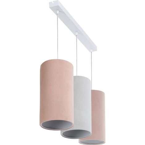 Suspension enfant tissu pastel lumière douce chambre fille - rose poudré avec beige crème (1/5)