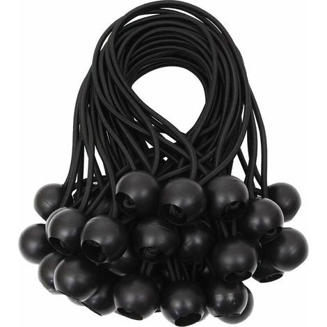 Tendeur de bâche Tendeurs à boule tendeur élastique tendeur en caoutchouc pour bannière, bâche, pavillon, tente, rideaux Harnais d’extension, support de bâche Blanc, 15cm (Noir, 40pcs) (1/4)
