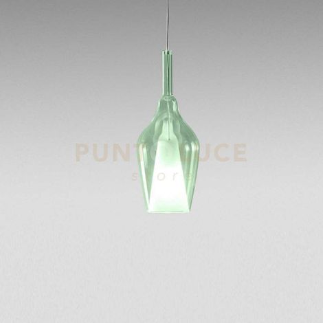 OFELIA S/12 MINI - VETRO VERDE TRASPARENTE E PORTALAMPADA BIANCO 1 LUCE ATTACCO G9 CAVO TRASPARENTE SENZA BASE DI ATTACCO D.13CM H.33M