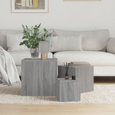 Lot de 3 Tables d'appoint Tables basse pour Salon Chambre - Sonoma gris Bois d'ingénierie BV641529 - BonneVie (1/5)