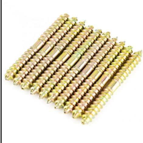 10Pcs Vis Double Filetage, Connecteur de Meubles en Bois, Double Extrémité Fileté Autotaraudeuse Vis Tige Boulon Goujon Vis Double Filetage Bois pour Meubles en Bois à Fixation, M6 x 50mm (1/4)
