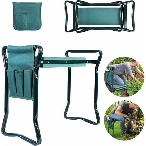 Tabourets de Jardinage Agenouilloir avec siège de Jardin Siège de Jardinier Pliable Banc Agenouilloir de Jardin avec Sacs de Travail - Vert BLOW (1/4)